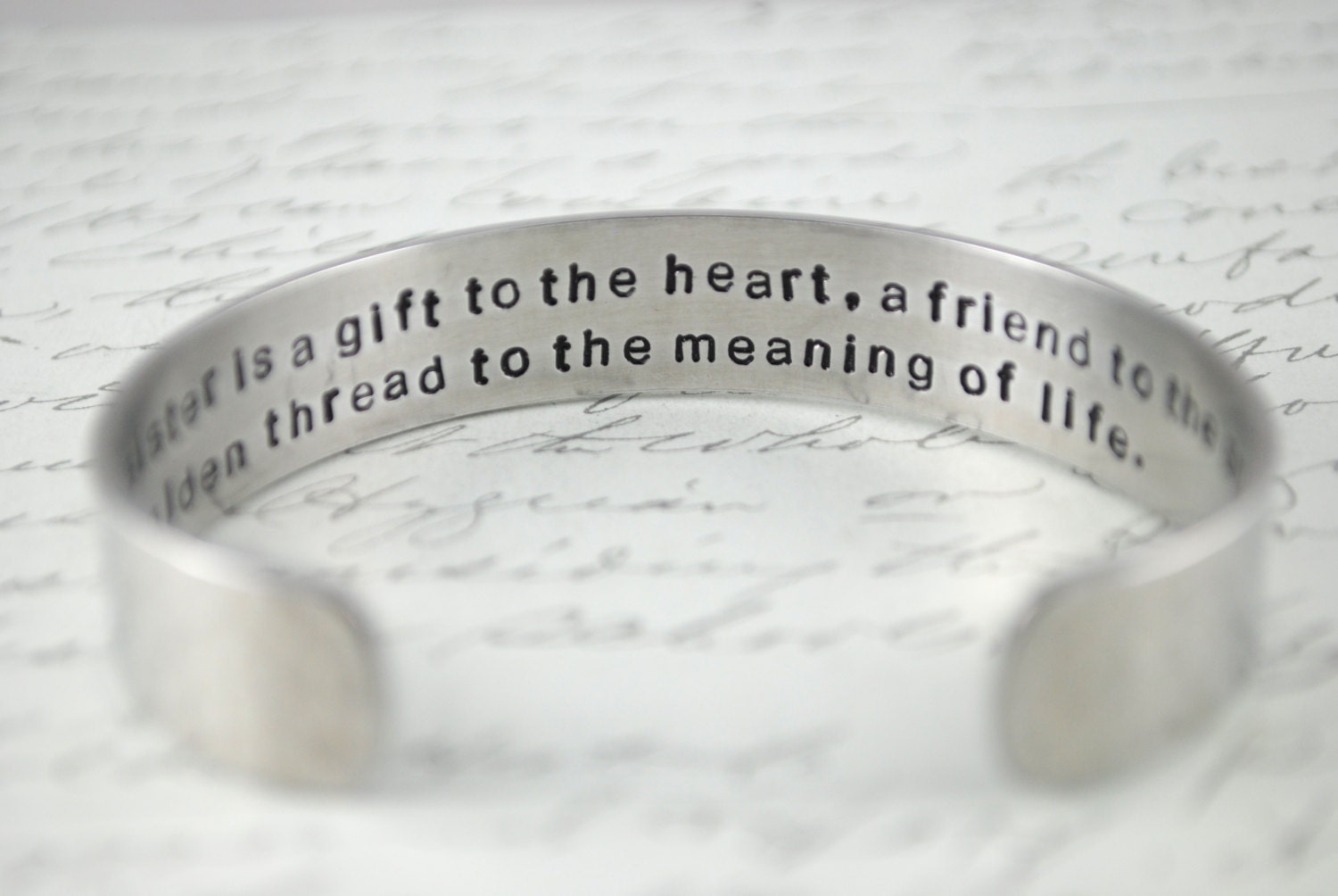 A Sister Is A Gift to the Heart A Friend to the Spirit A Golden Thread to the Meaning of Life Secret Message Cuff Bracelet