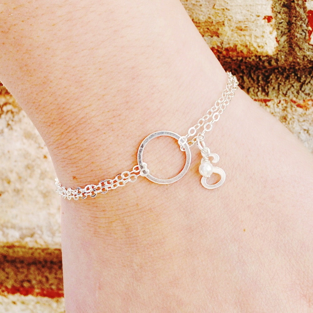 Sterling Silver Initial Bracelet, Eternity Infinity Best Friend Bridesmaid Gift, Mom Jewelry, Initial Charm Bracelet