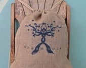 Dream More, Jute / Burlap drawstring backpack