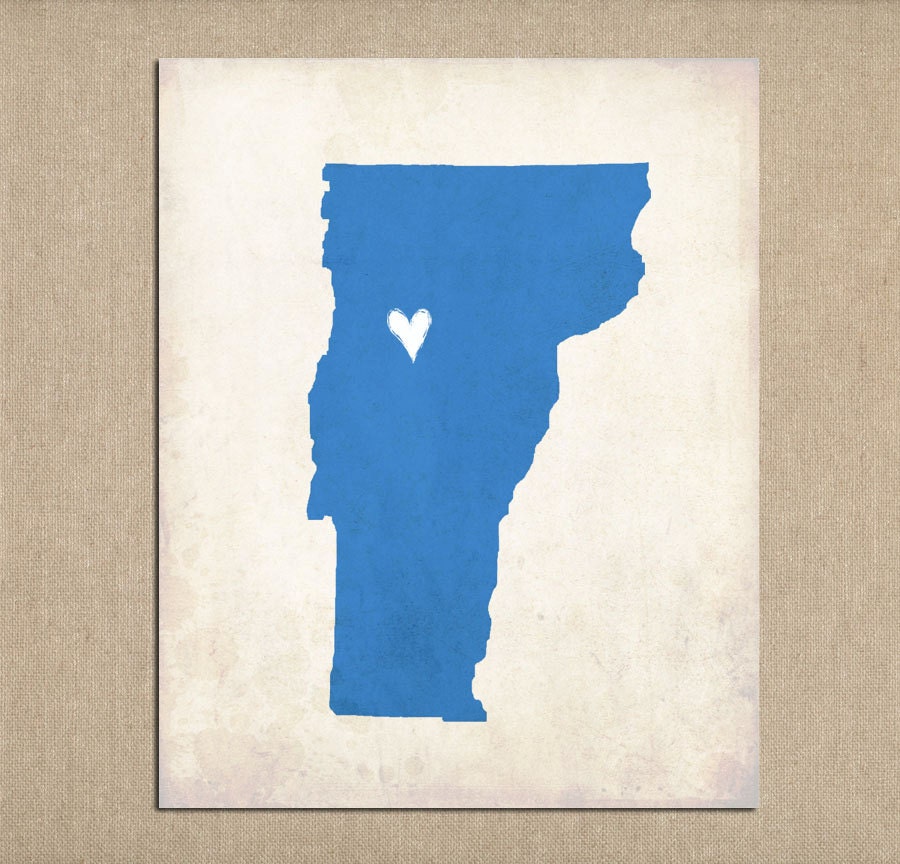 Vermont Love State Customizable Art Print