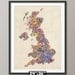 Great Britain UK City Text Map, Art Print 24x36 inch (300)