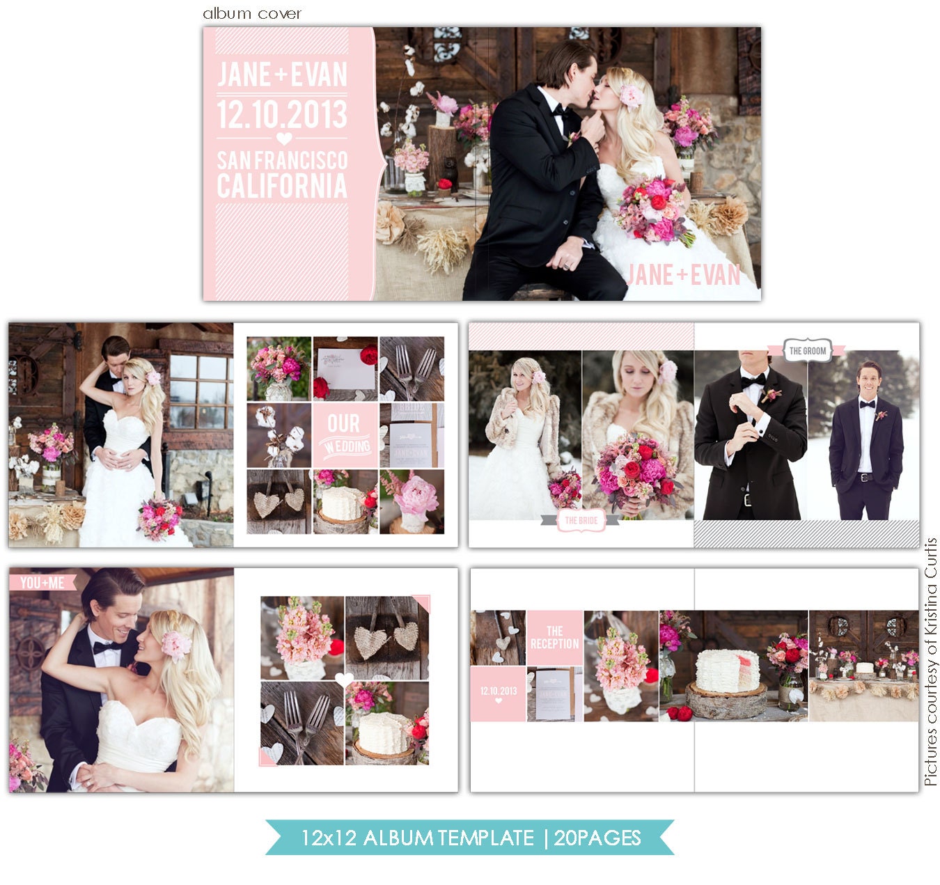 INSTANT DOWNLOAD - 12x12 Wedding album template - Heartfelt Love - E724
