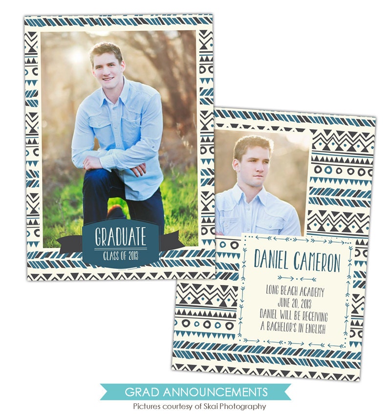 INSTANT DOWNLOAD - Graduation announcement - Photoshop Templates - E840