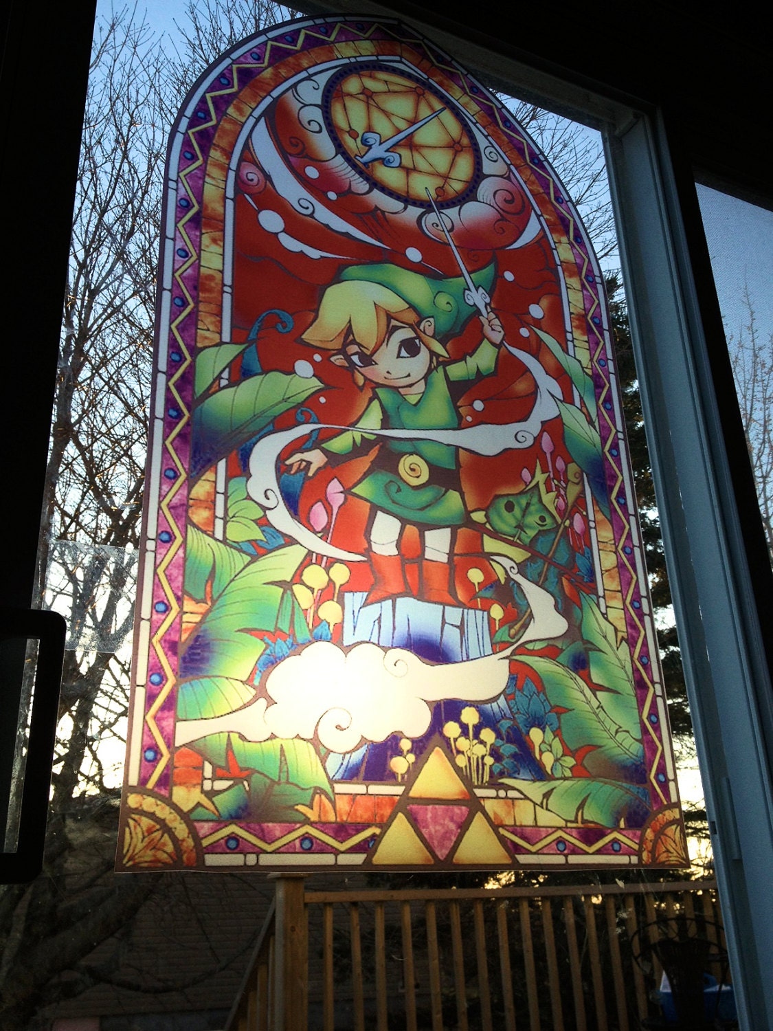 STAINED GLASS imitation Zelda Wind Waker 39.5x22 inch window glass art
