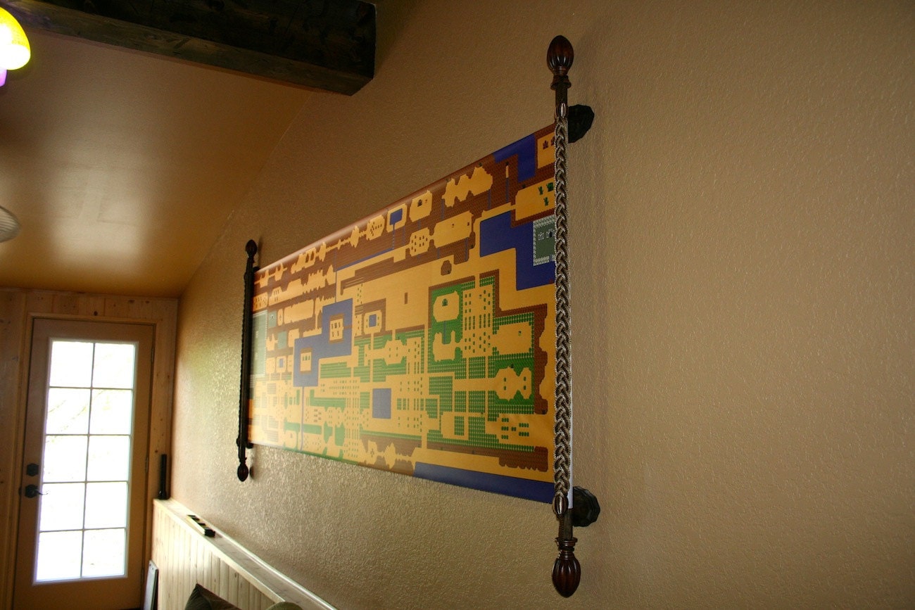 HUGE 8 Foot Long ZELDA Inspired Map Wall Mural for NES