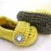 Spring Baby Infant Girl Shoes / Slippers / Booties - Grey & Yellow Jewel - YOUR choice size - (newborn - 12 months) - photo prop - children