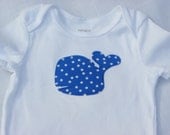 Whale Applique Onesie - 12 month size baby onesie - ready to ship