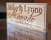 Carved Wooden Signs: Business Name Anniverary Gift Wedding Sign Marriage Gift Family Name Custom Wood Signs Personalized Cherry 7x18 KL