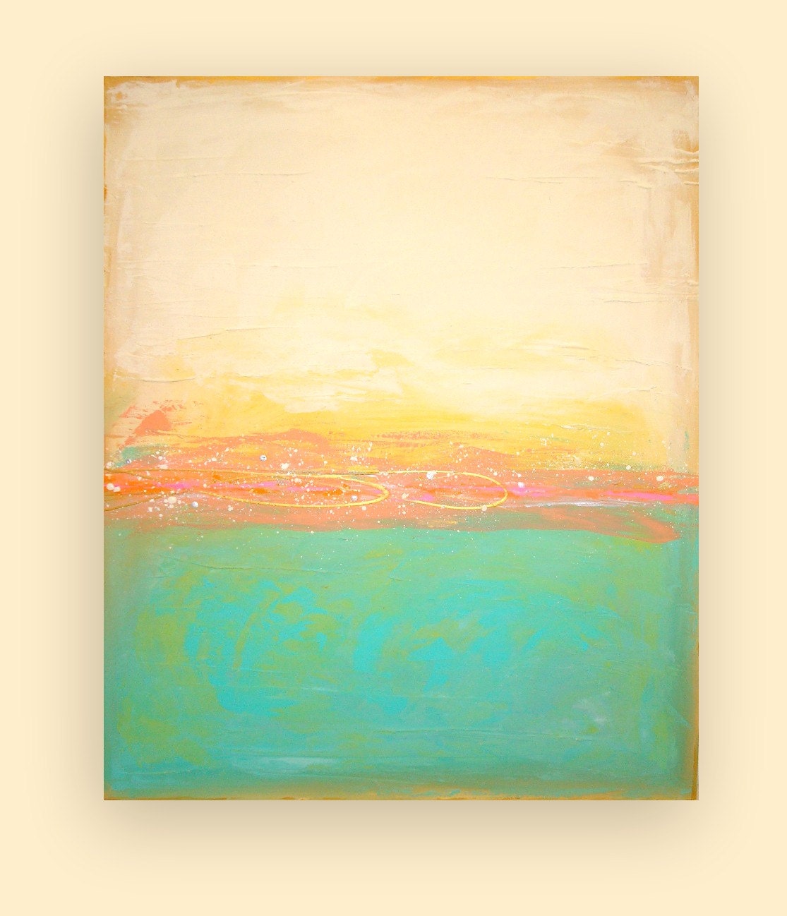 Original Abstract Painting Fine Art on GAllery Canvas Titled: Vintage Love II 30x36x1.5" by Ora Birenbaum