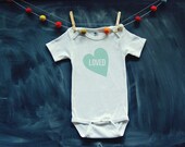 BABY ONESIE - mint LOVED heart