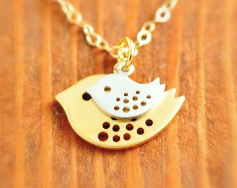 Mom Necklace - gold mother necklace, 14k gold filled, baby shower jewelry, gold sparrow necklace, new mom necklace