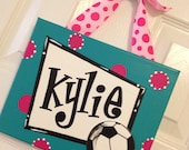 Girls Sports Name Hand Painted Door Hanger Canvas Painting