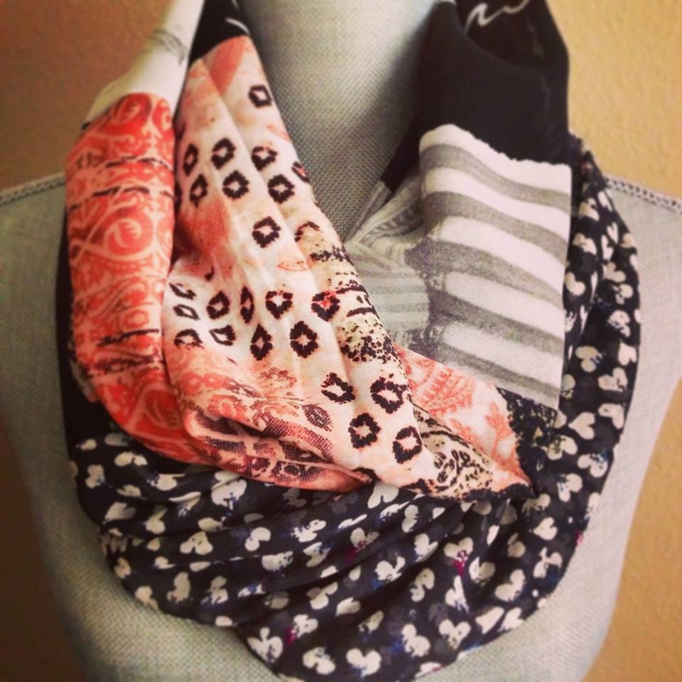 Summer Infinity Scarf, Blush and Black