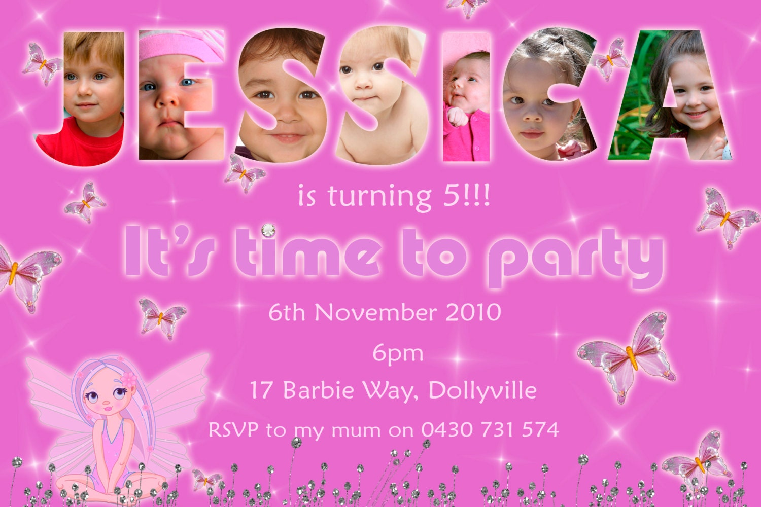 Photo Personalised Butterfly Birthday Invitations - You Print Il_170x135