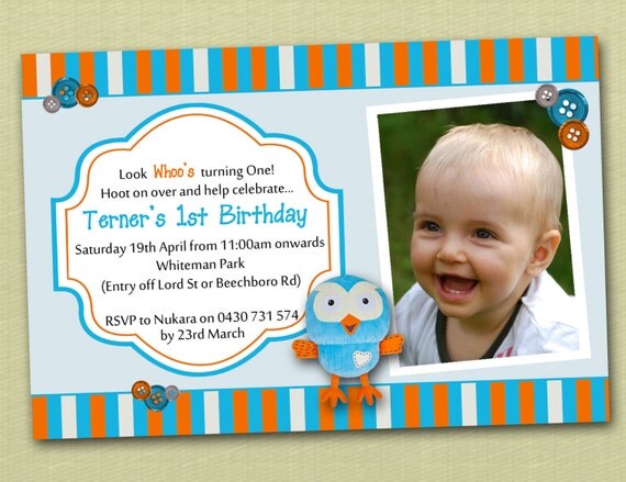 Photo Personalised Hoot Owl Birthday Invitations - You Print Il_570xn