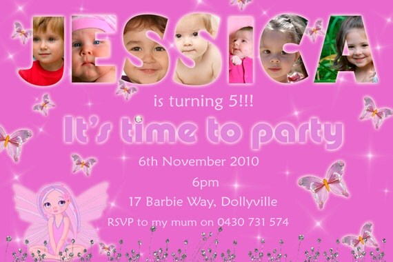 Photo Personalised Butterfly Birthday Invitations - You Print Il_570xn