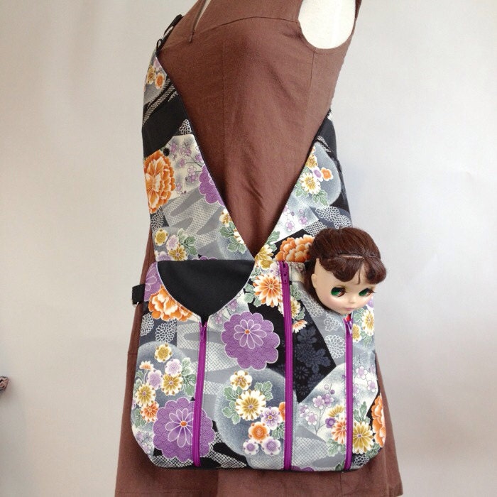 Blythe Doll multi Carrier Messenger Bag floral Japanese fabric