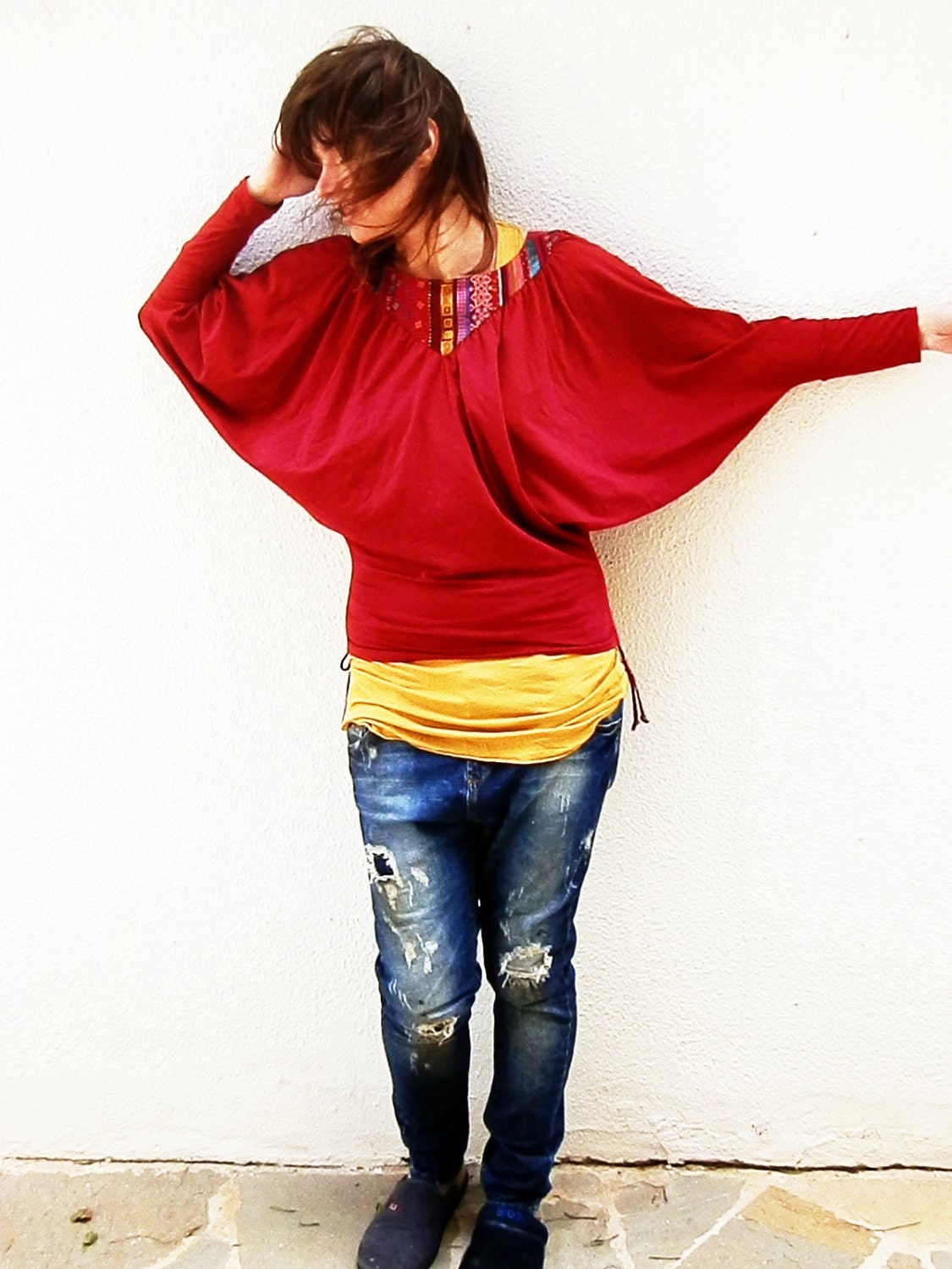ETHNIC hippie tribal  BOHO gypsy  sleeve SHIRT