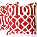 18" x 18" Pillow Cover - Accent Pillow - Indoor Outdoor Throw Pillow - Crimson and Cream Trellis