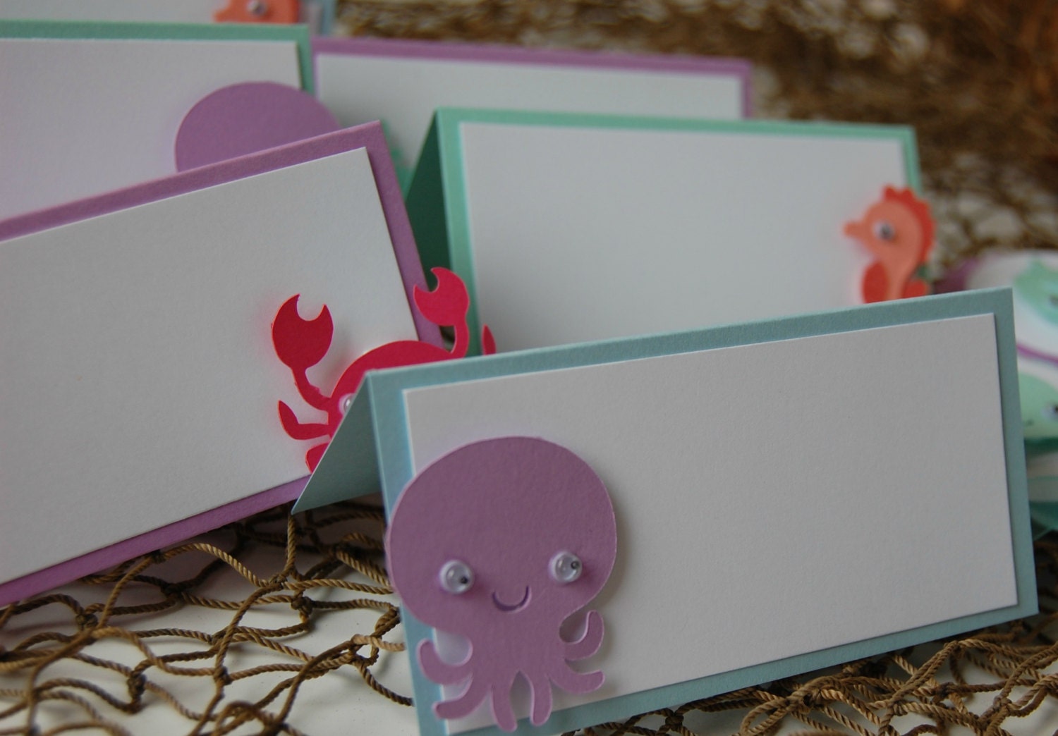Under the Sea Birthday Party Food Buffet Name Tags set of 6 MADE TO ORDER