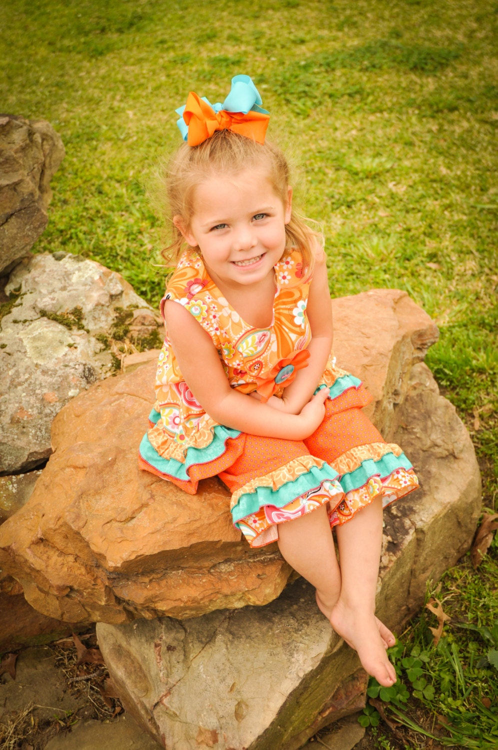 adorable spring and summer toddler and girls ruffle tank and pant or capri set sizes 2t-6