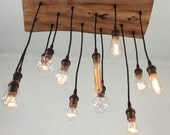 Salvaged Live Edge Wood Chandelier with Edison bulbs