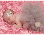 Single Silver Sequin Bow on Matching Elastic Headband - Photo Prop - Newborn Baby Grey Hairbow - Little Girls Gray Hair Bow