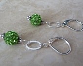 Green Rhinestone Ball Earrings