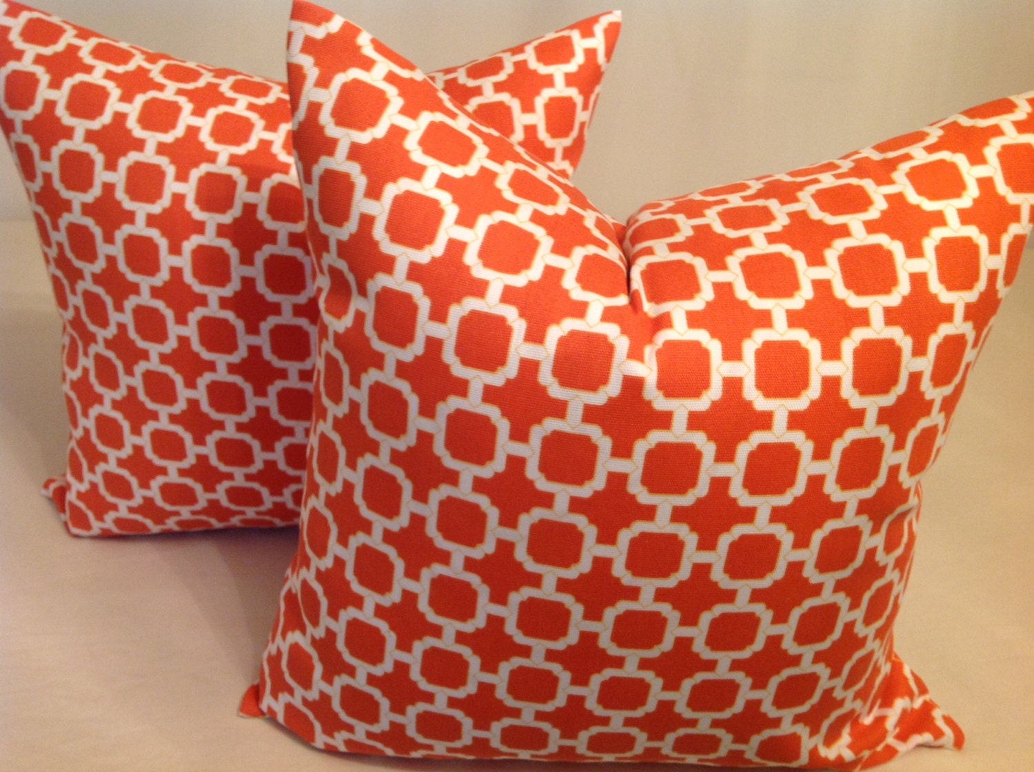 pair of 16x16  MANDARIN ORANGE   Decorative pillow covert- indoor /out door