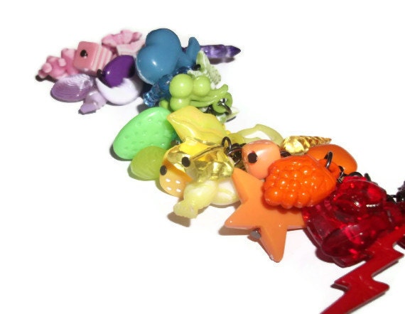 Rainbow Gumball Charm Bracelet, Kitsch Coloured Plastic Charm Bracelet