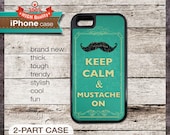Keep Calm & Mustache On TOUGH iPhone 4/4S or iPhone 5 Case