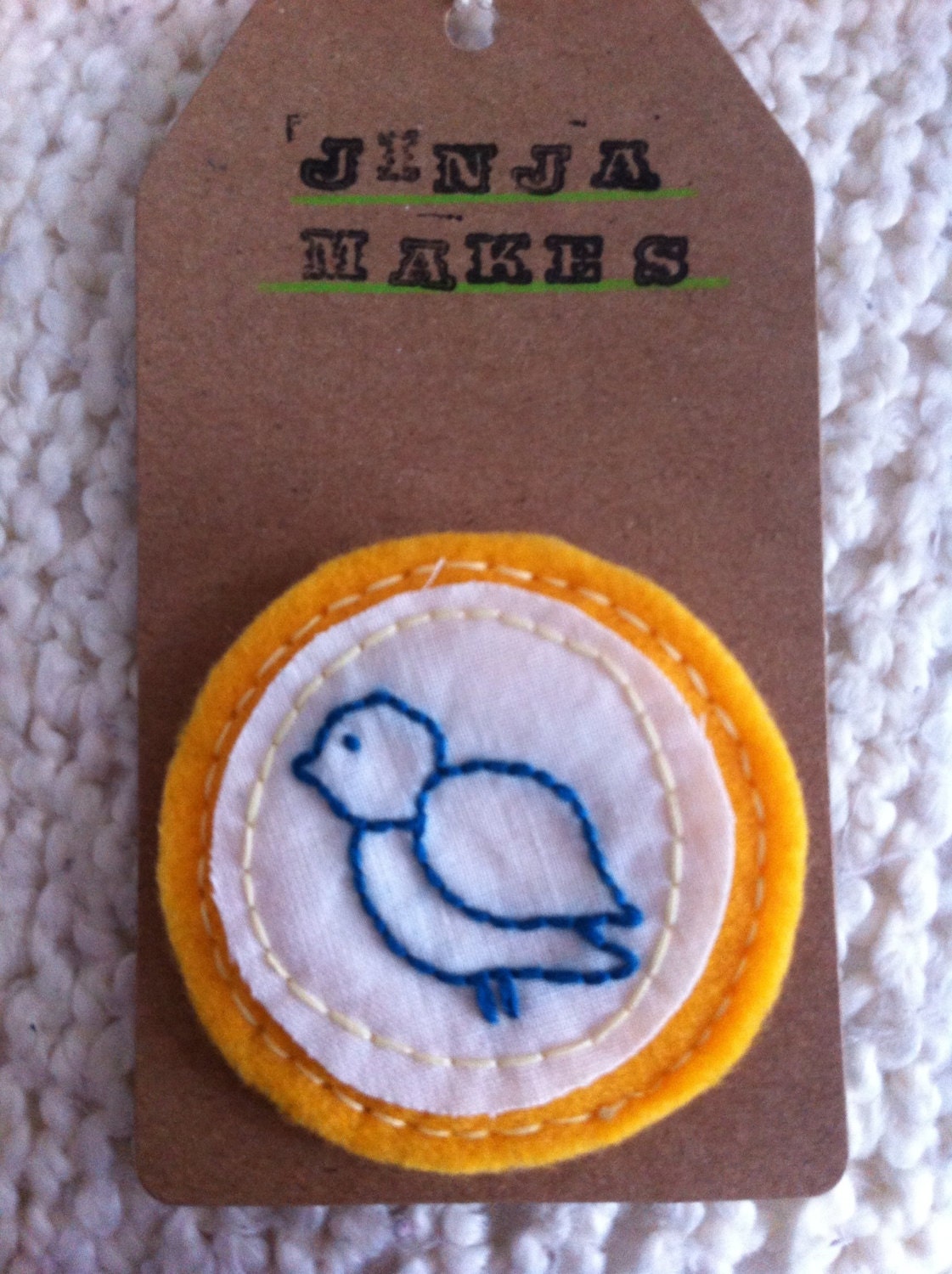 Embroidered Bird Brooch