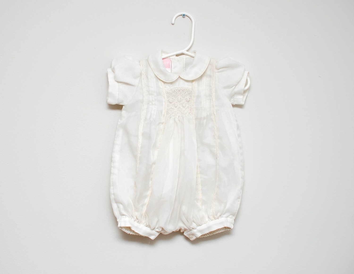 Vintage 1970s/80s off-white formal baby romper