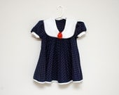 Vintage 1980s navy and red girl's dress