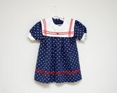 Vintage 1980s polka dot sailor dress