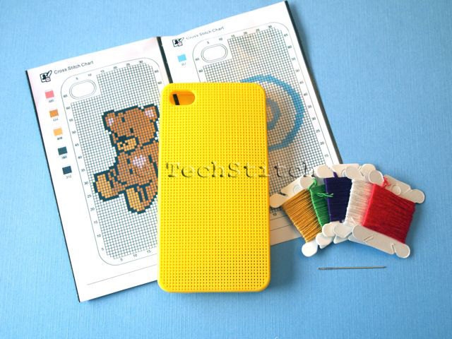 Yellow DIY Cross Stitch Case for iPhone 4 and 4S