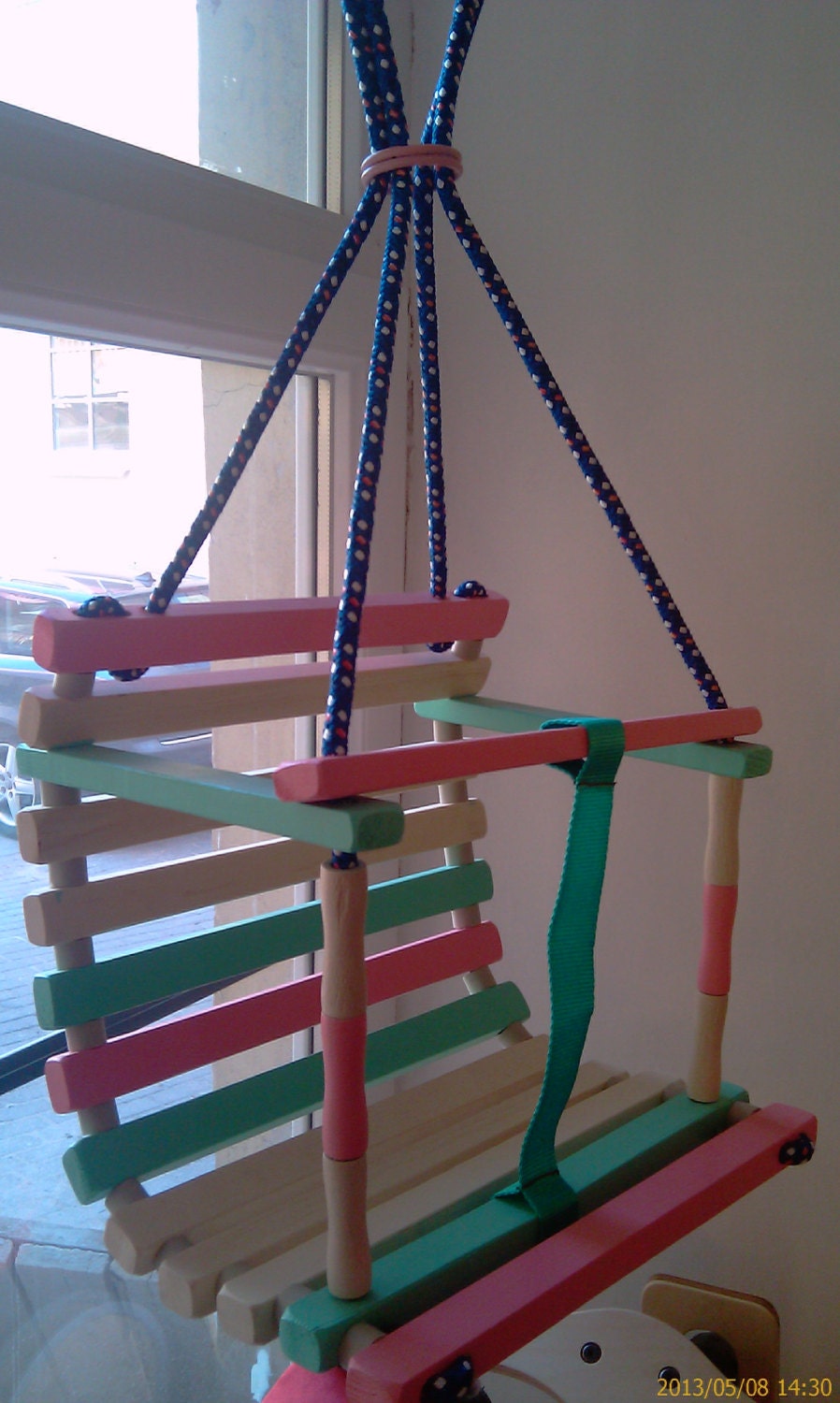Wooden swing for baby - painted
