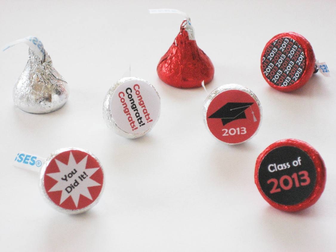 Graduation Candy Stickers - Custom Colors Printable Candy Stickers - Digital PDF File - 2013 DIY Party Favors - Red, Black