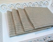 Fabric Napkins Linen & White Stripe Print Set of 4