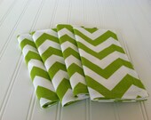 Fabric Napkins Modern Spring Green Chevron  Print Set of 4