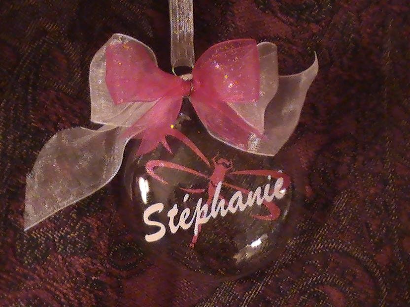 Pink / Silver Glitter Dragonfly Christmas Ornament