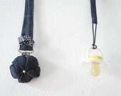 Pacifier holder fabric flower dummy keeper Toddler newborn gift Handmade  - ready to ship