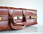 Dual Handle Leather Suitcase Vintage