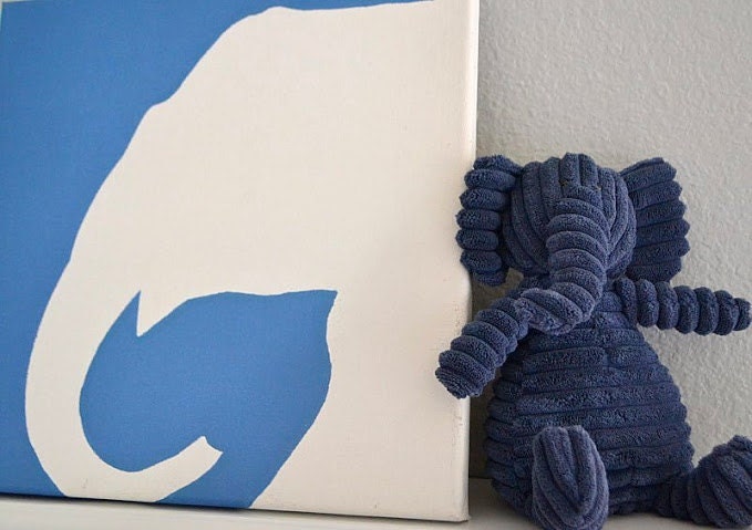 Elephant Painting on Canvas in Silhouette
