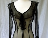 Vintage Betsy Johnson Button Up Mesh Blouse