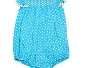Girls blue pink green and turquoise bubble romper with monogram