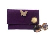 100 % Wool Felt Clutch, Purple, Handmade Felt Clutch, Felt Clutch, Purple Clutch, Wool felt, Ipad bag