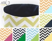 Medium Fabric Storage Bucket - Nursery Collection - Light Lime and White Chevron