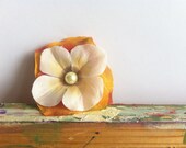 Orange & White Silk Flowers with Pearl Center