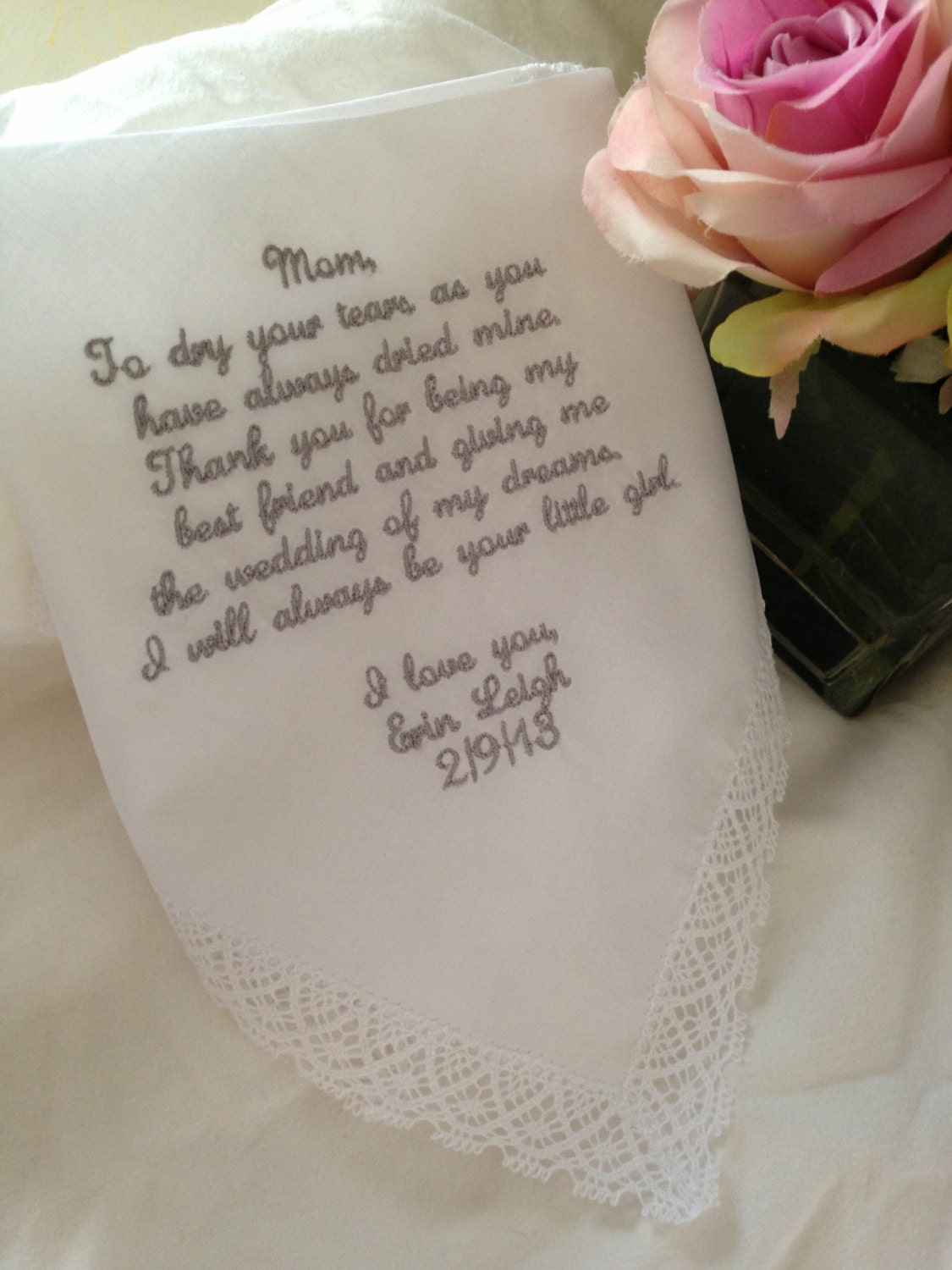 Mother of the bride personalized handkerchief gift